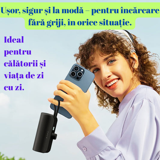 Baterie externă portabilă cu afișaj LED și încărcare rapidă duală