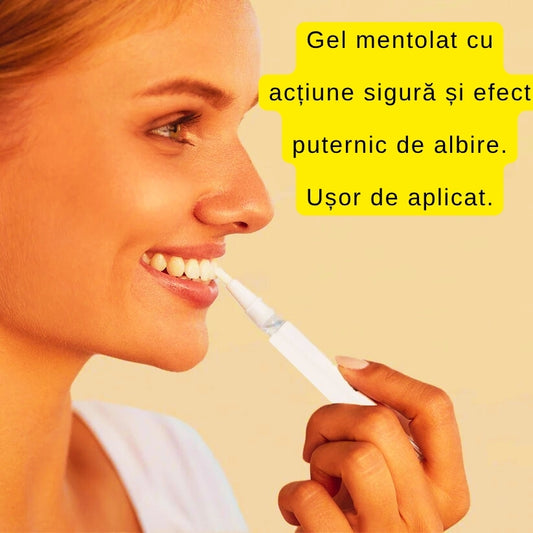 Stilou cu gel mentolat, albire rapidă și sigură a dinților